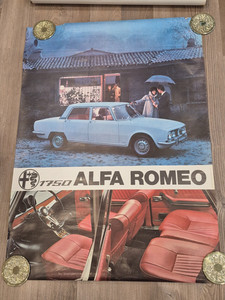 Vintage Italian 1960s  Alfa Romeo 1750 Berlina Advertising full size poster!!