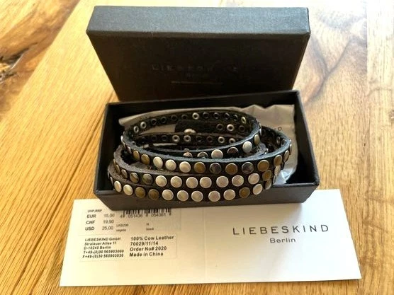 LIEBESKIND | WICKEL - ARMBAND  VEGETA STONE | LBK206 | SCHWARZ |NIETEN | NEU OVP