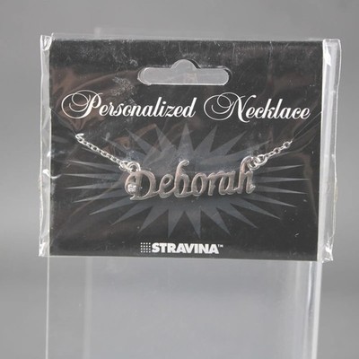DEBORAH Name Silvertone Rhinestone 14.5'' w 4.5'' Multi Ring Ext Necklace