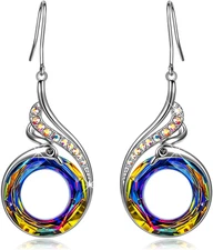 Rise from the Ashes Phoenix Earring Sterling Silver Dangle Earrings with Crystal