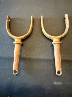 Antique Cast Iron Yoke Brackets Pair Primitive Industrial Farm Tool