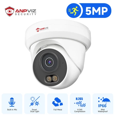 Anpviz 5MP Outdoor PoE IP Camera, AI Human Detection Color Night Vision, ONVIF