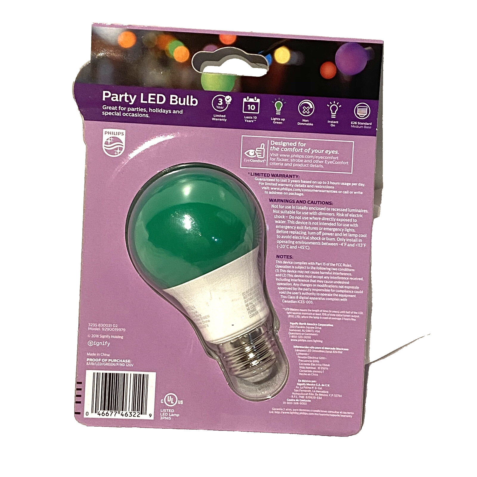 1 count philips party LED 8 W light bulb GREEN