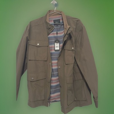 Rails Water-Resistant Men's Jacket Dark Olive L Button Zipper Zip Snap