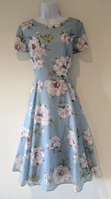 Ladies Laura Ashley Spring/Summer Floral Silk Blend Fit & Flare Dress Size UK 14