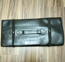 Cutco Black Leather Knife Roll Bag, 18 Slots, Roll-Up Carrying Handle