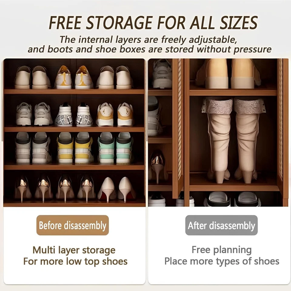 Zapatero con Puertas Armario de Almacenamiento de Zapatos de 8 Niveles Foto 3 de 4