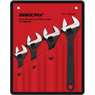 12'' + 10'' + 8'' + 6'' Adjustable Wrench Set inch & MM Heat Treated Laser Marked