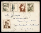 DR WHO 1956 NETHERLANDS ART SEMI POST COMBO FDC? TO ENGLAND R49372