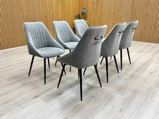 Sedie da Pranzo 'Creta' Furniture Village - Set 6 Girevoli in Tessuto Massello Grigio Scuro