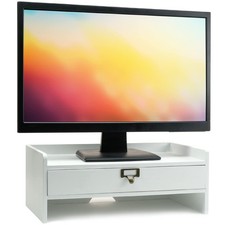 Wooden Monitor Stand: Includes Drawer for Desktop Organization of Notebooks, ...