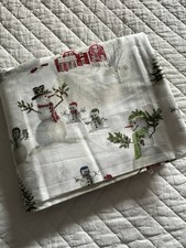 Pottery Barn Christmas Snowman Flat Sheet Only Holiday Winter FULL Bed