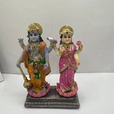 Alikiki Vishnu Lakshmi Narayana Statue 4.7” Lord Vishnu with Laxmi Mata