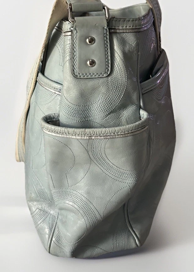 蔻驰签名标志粉天蓝色婴儿尿布托特包单肩包钱包复古 — 第 4/4 张图片