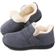 Women's Adjustable House Shoes Slippers Indoor Outdoor with 11 Dark Grey