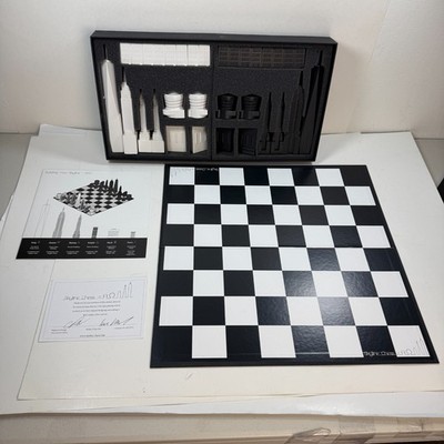 Skyline Chess Set New York City NYC Edition Acryllic with COA WTC Black White