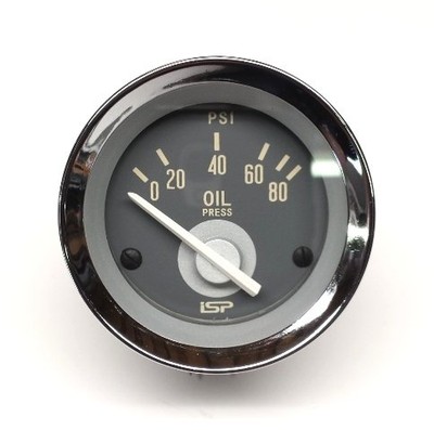 VW TYPE ISP 3 SERIES GREY WHITE OIL PRESSURE GAUGE 2-1/16 BUG BUS GHIA NOTCHBACK