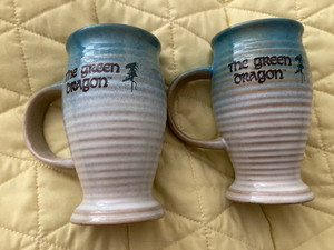 THE GREEN DRAGON MUGS (2) FROM HOBBITON NEW ZEALAND LORD OF THE RINGS