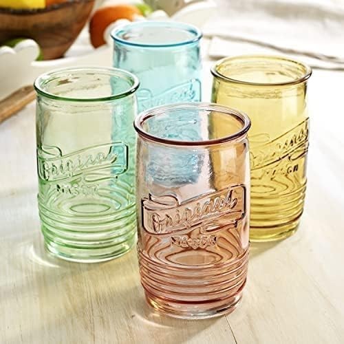 Set Of 4 Original Mason Collins Glasses Assorted Colored Drinking Glasses For...