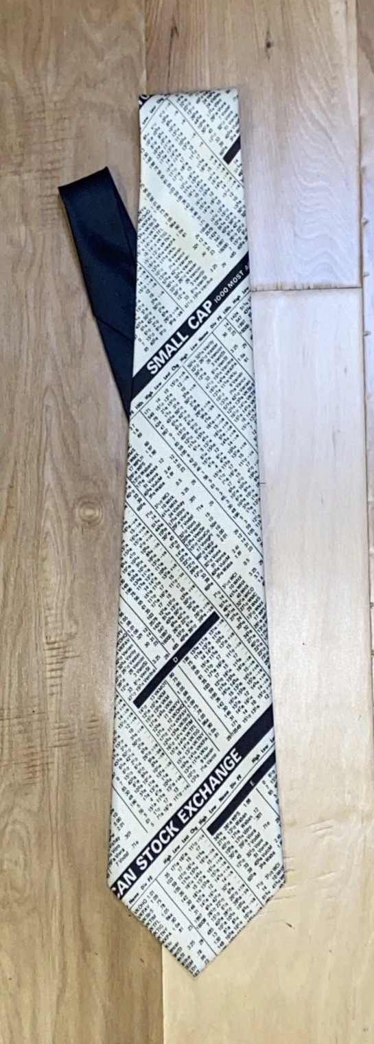 Vintage A Rogers Mens Tie Necktie White Stock Exchange Market 1997