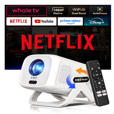 Mini Beamer 1080p 4K Heimkino Projektor WiFi Bluetooth Autofokus 450 ANSI Lumen