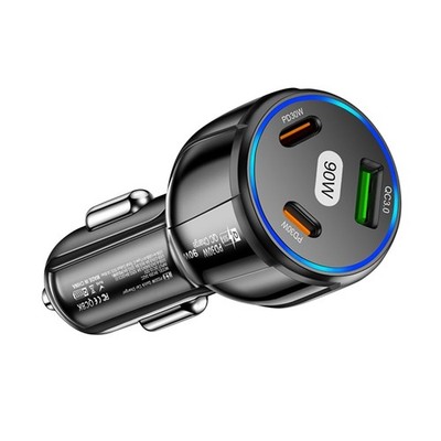 USB QC3.0 30W Type-C PD 30W 3 Ports 90W Car Charging Adapter For Android Xiaomi