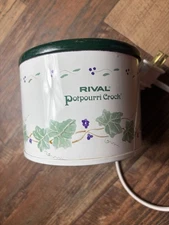 Vintage Rival Potpourri Crock Pot Electric Simmer Pot 3206 Green Ivy Floral USA