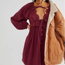 NWT Free People Summer Struttin Mini Dress or Tunic - Wild Garnet xs