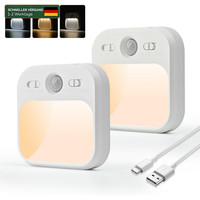 Nachtlicht Mit Bewegungsmelder USB-C Wiederaufladbar 2 StüCk Lampen