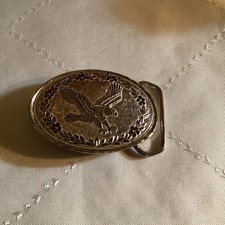 Eagle Bird Prey Flight Floral Border Patriotic USA Freedom Vintage Belt Buckle