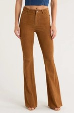 NWT $998 Alice + Olivia Genuine Suede Flare Pant Tobacco Size 12