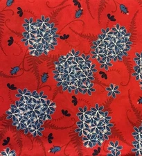 Heidi Grace Designs JO-ANN Fabric Blue Flowers On Red 43" x BTY