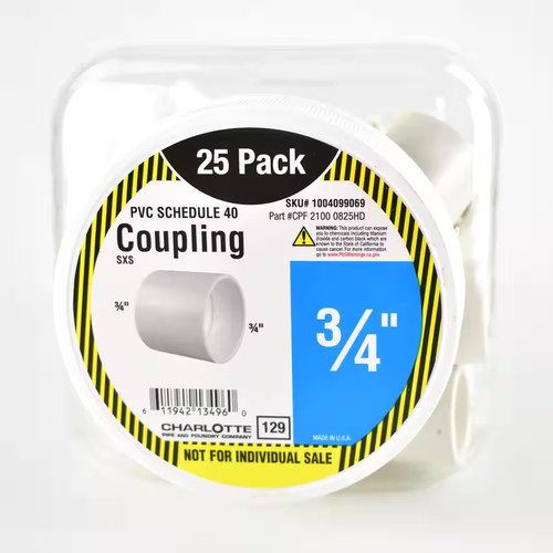3/4 In. PVC Schedule 40 S X S Coupling Pro Pack (25-Pack)