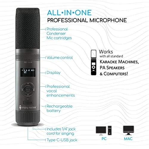 Wireless USB Professional Condenser Microphone with Pitch Tuning Effects - Image 3 of 4