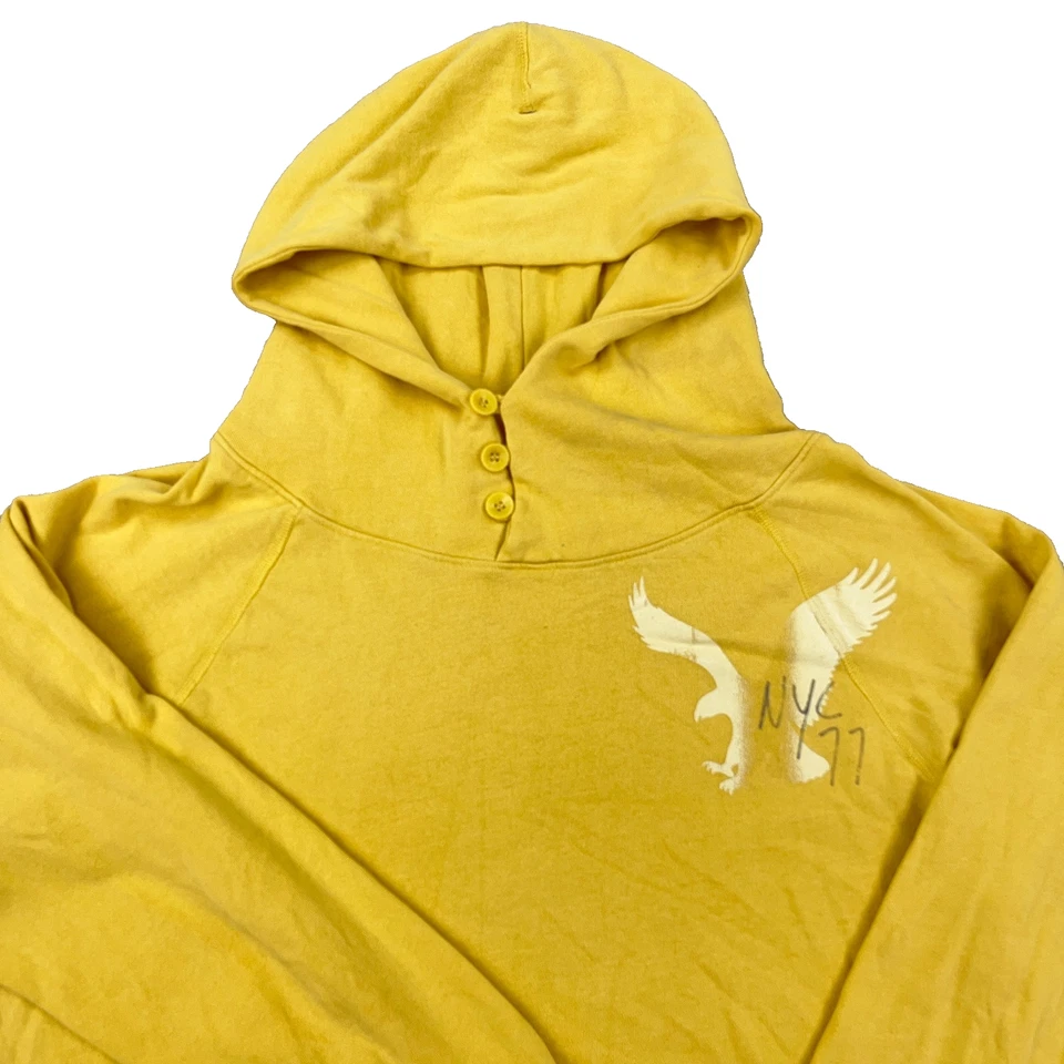 Sudadera con capucha vintage Y2K American Eagle para mujer XL amarilla Live Your Live AE77 Foto 2 de 4