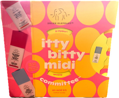 DRUNK ELEPHANT ITTY BITTY MIDI COMMITTEE ACID TRIO KIT NEW SEALED $79 VALUE