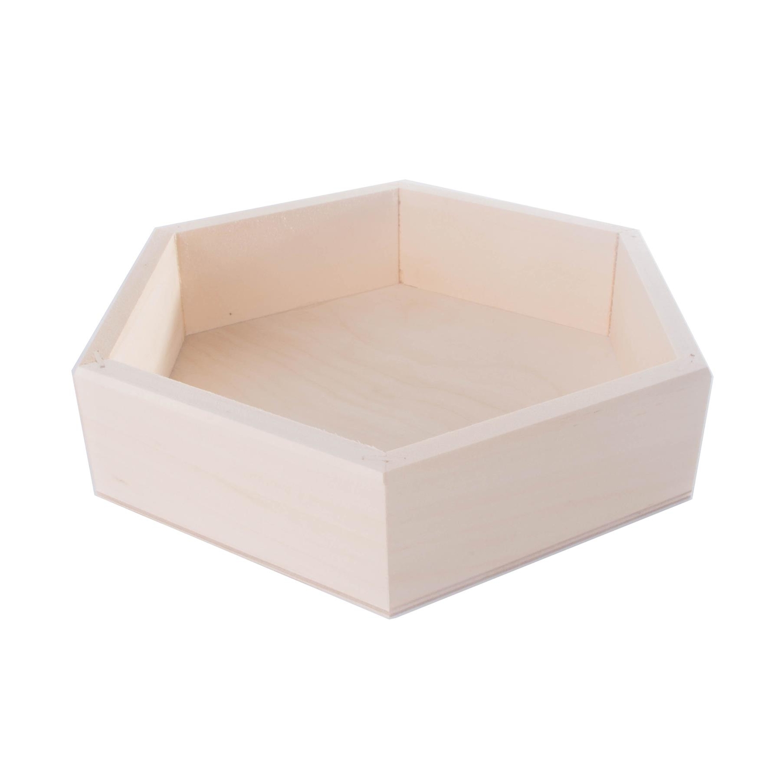 Hexagon Open Wooden Box | 22x19x5 cm | Accessories Desk Organiser | Craft Wood
