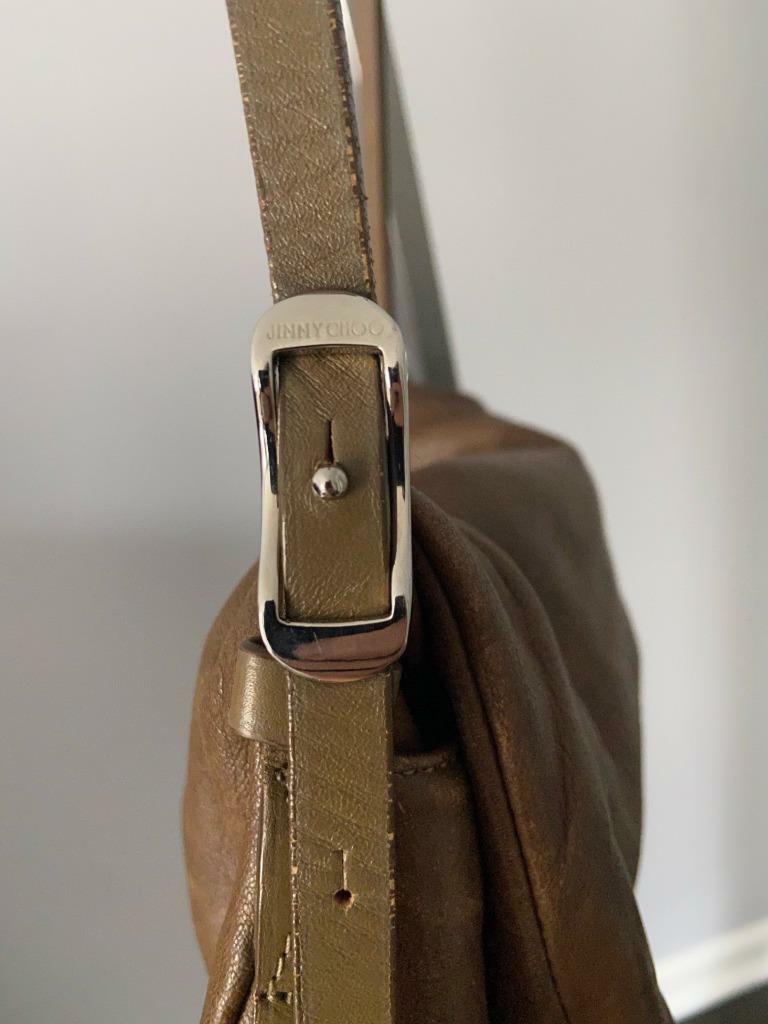 Jimmy Choo Biker Bag Chains Charms Leather Shoulder Handbag