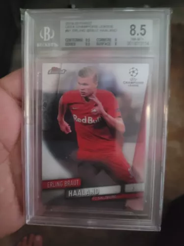 BGS 8.5 2019 TOPPS FINEST ERLING HAALAND RED BULL DORTMUND ROOKIE RC #91 RARE