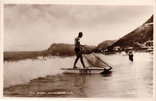 Sea Sport Riding Wave Muizenberg Cape Town RPPC Real Photo Postcard 1920s