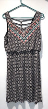 Maurice's boho Sz L Black/White spring/summer flirty dress back strap accents