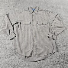 Vintage Levis Shirt Mens Medium Brown Striped Silver Tab Big E Button Up Pockets