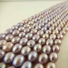 Lilac Purple 4mm x 6mm Freshwater Rice Pearls for jewelry making, Great luster