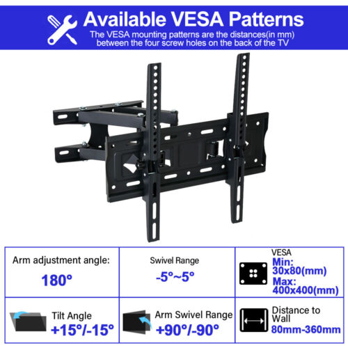 Full Motion TV Wall Bracket Mount For 32 40 43 46 49 50 55 58 60 65 70" Inch DHL - Picture 11 of 21