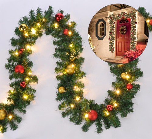 Weihnachtsgirlande 80 LED 5m Haustür Tannengirlande Christbaum Kugeln Girlande - Bild 7 von 8