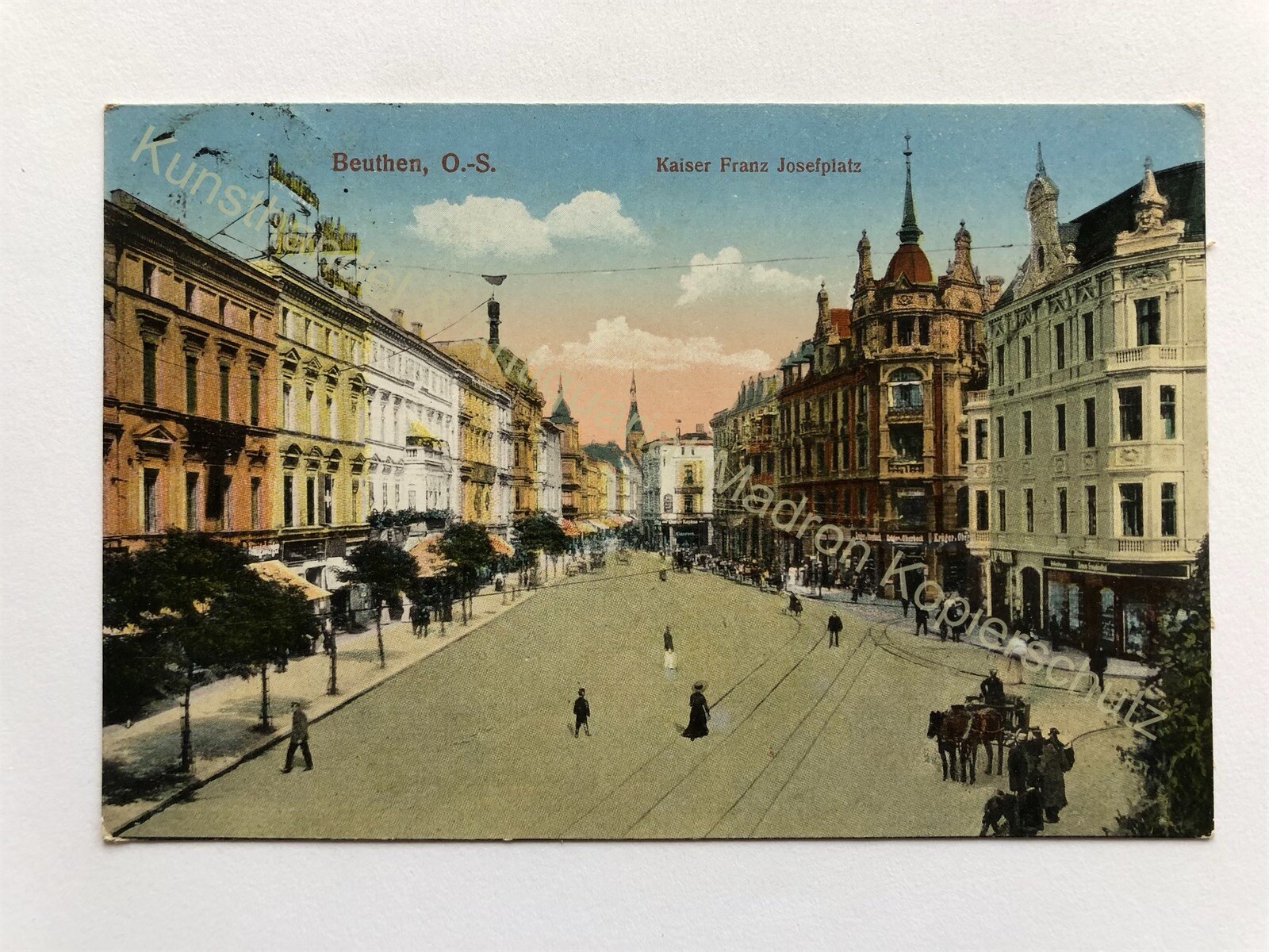 Beuthen / Bytom O.S. Kaiser Franz Josef Platz Strasse Geschäfte