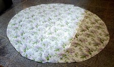 Round Floral Tablecloth Roses Gray Beige 68/69 "
