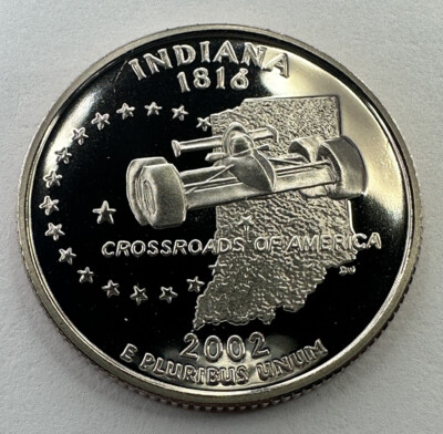 2002-S Indiana State *PROOF* Quarter 25cent Coin from US Mint