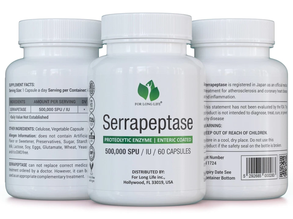 Enzima SERRAPEPTASA 500.000 SPU ANTIINFLAMATORIO CON RECUBRIMIENTO ENTERICO MÁS FUERTE EN EL MERCADO Foto 2 de 4