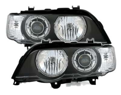 Faruri pentru for BMW X5 E53 99-03 Angel Eyes Negru Depo TUNING BY LPBM59EL XINO
